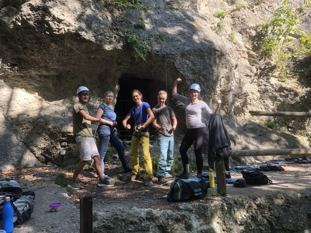 Gruppenfoto der fünf Teilnehmer des Klettertreffs
